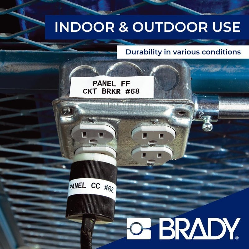 Brady Authentic (M4C-500-595-WT-BK) All-Weather Vinyl Labels 0.5 in W x 25ft Black on White. for use with BMP41, BMP51, M410, M510, and M511 Label Printers. - Image 4